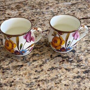 McKenzie Childs Floral Ceramic Mugs - Multicolor